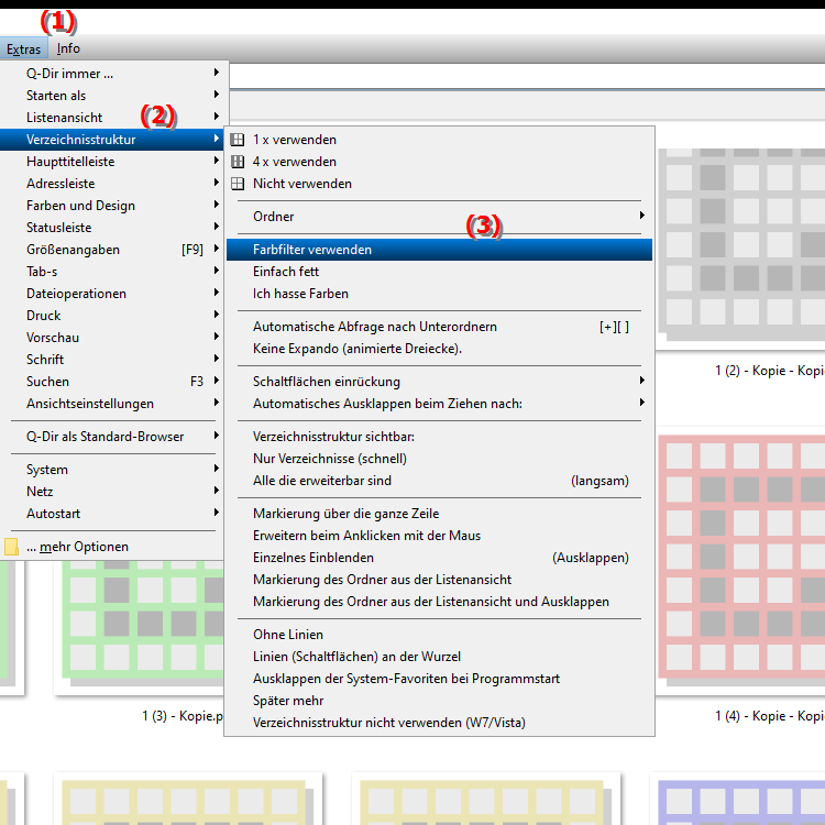 Wie kann ich Farbfilter im Datei Explorer für die Verzeichnisstruktur unter Windows verwenden